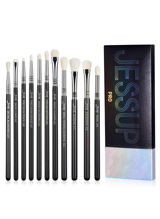 Jessup Eyeshadow Brush Set 11pcs Eye Makeup Brushes Set Professional Eye Shadow Brush Blending Brush Shader Crease Brush Black T340 - Image 1