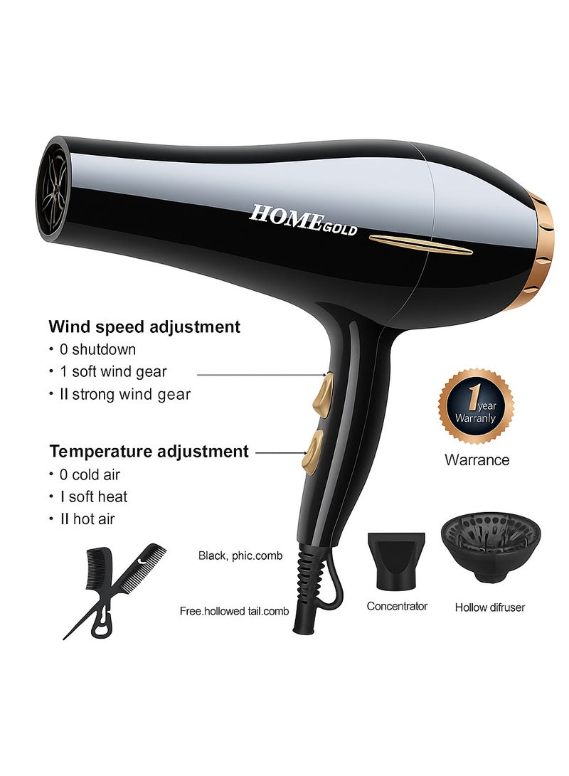 هوم جولد مجفف شعر هوم جولد 3000 - أداء تجفيف فائق بإعدادات متعددة، عناية أيونية وحماية من الحرارة الزائدة - Image 2