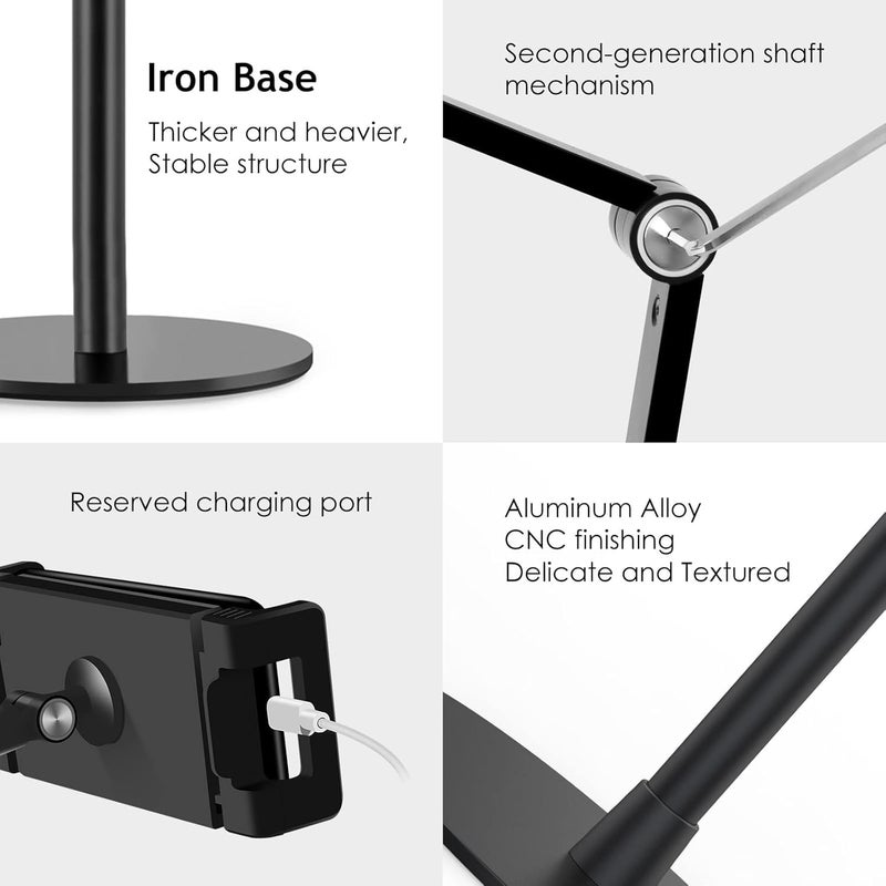 Desktop Mobile Phone Holder Stand with Two Height Options, Stable Round Base Smartphone Stand for Watching Videos, Online Learning, Live Streaming, Office Desk and Study Table - Image 4