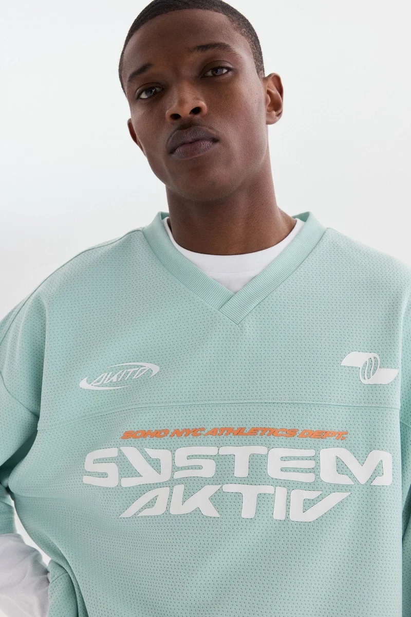 H&M Oversized Fit Printed mesh t-shirt