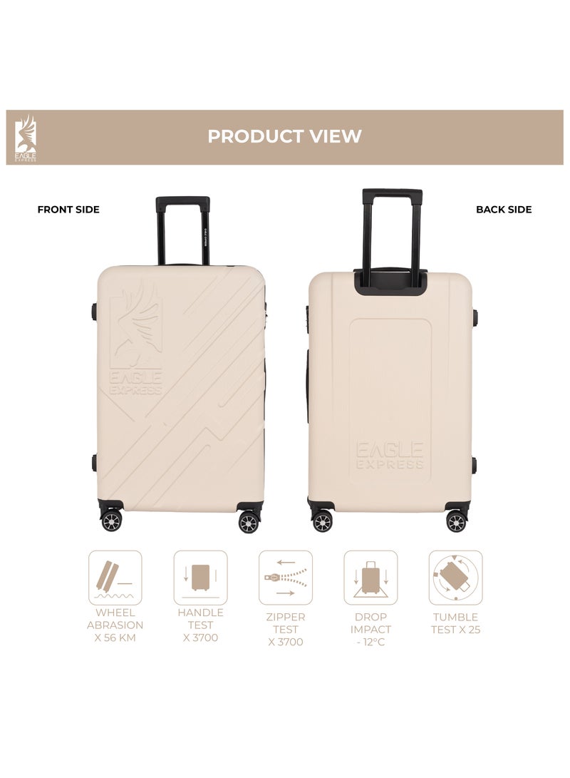 ايجل اكسبريس EAGLE EXPRESS حقيبة تيرولي صلبة ABS روبوست – 24 بوصة باللون الأبيض الفاتح، متينة وخفيفة، عجلات دوارة 360°، قفل أمان - Image 3