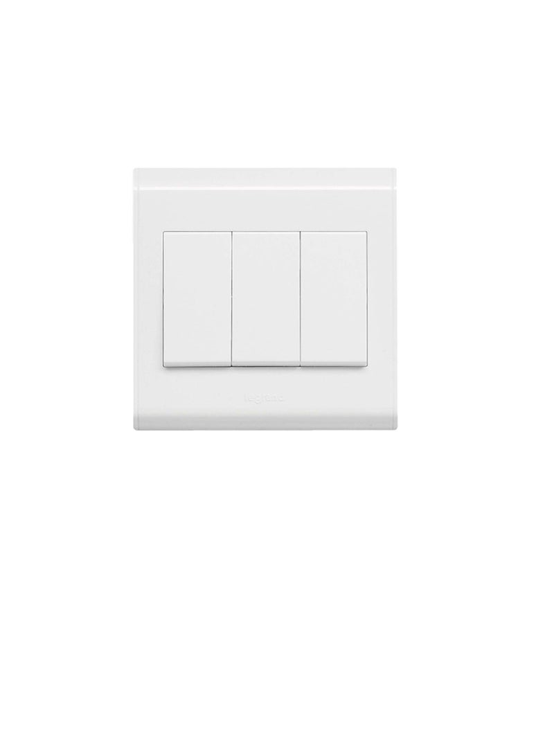 Legrand Belanko White 3 Gang 1 Way Switch, UK Standard 10Ax 617004 - Image 1
