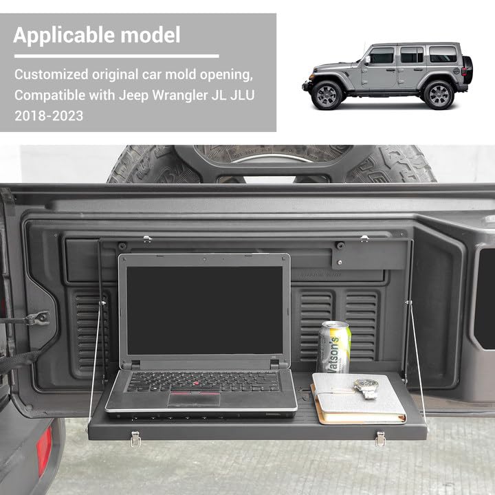 Hoolcar Tailgate Table Rear Door Foldable Table Cargo Shelf Storage Rack Compatible with Jeep Wrangler JL JLU 2018-2023, Support up to 75lb Storage Cargo Luggage Holder Carrier - Image 5
