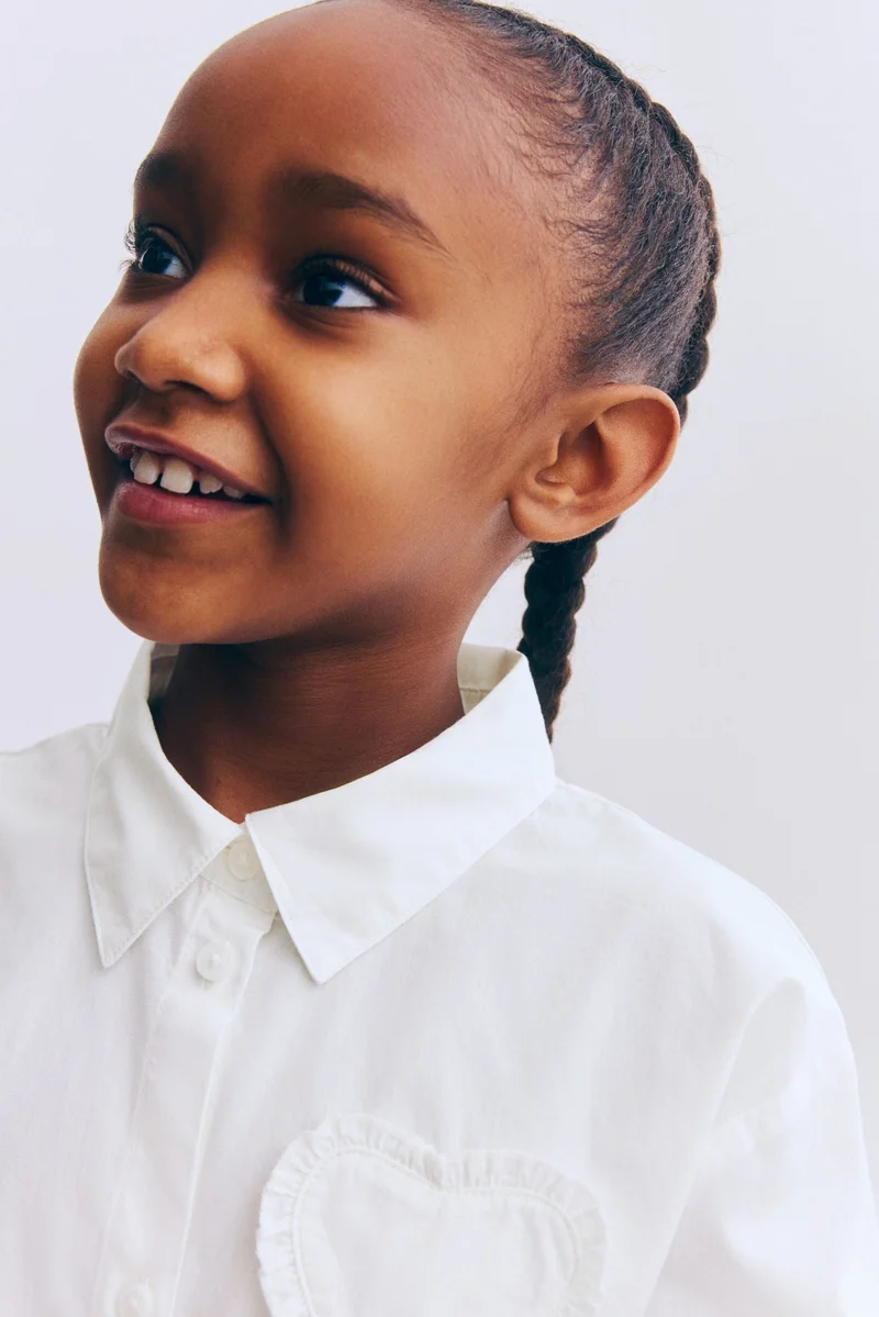 H&M Heart-appliqué poplin shirt