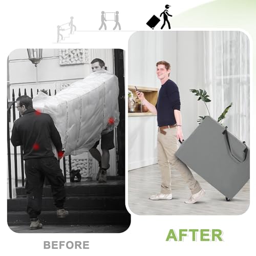 Cuddly Nest Folding Mattress Storage Bag with Wheels & Handles - 900D Heavy Duty Storage Container Fits for 6" TWIN & TWIN XL Tri-Fold Mattress,Grey - Image 2