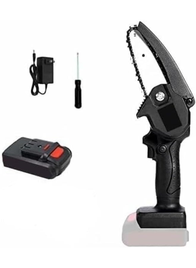 منشار كهربائي لاسلكي شديد التحمل 48 فولت مع بطارية 2000mAh ومحرك 160 واط، منشار جنزيري صغير محمول بيد واحدة لتقليم فروع الاشجار وقطع الخشب وشحن سريع مع قفل زر امان - Image 3