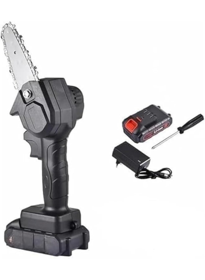 منشار كهربائي لاسلكي شديد التحمل 48 فولت مع بطارية 2000mAh ومحرك 160 واط، منشار جنزيري صغير محمول بيد واحدة لتقليم فروع الاشجار وقطع الخشب وشحن سريع مع قفل زر امان - Image 1