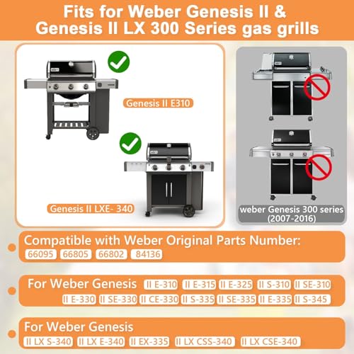 PETKAO 66095 Genesis II GS4 Griddle Insert for Weber Genesis 2 GS4 Grill Parts Replacement Cast Iron Griddle for Weber Genesis II/II LX 300 SER II E310 S335 Accessories 66802 Webber Genesis 300 (2022 Y), 1PC - Image 2