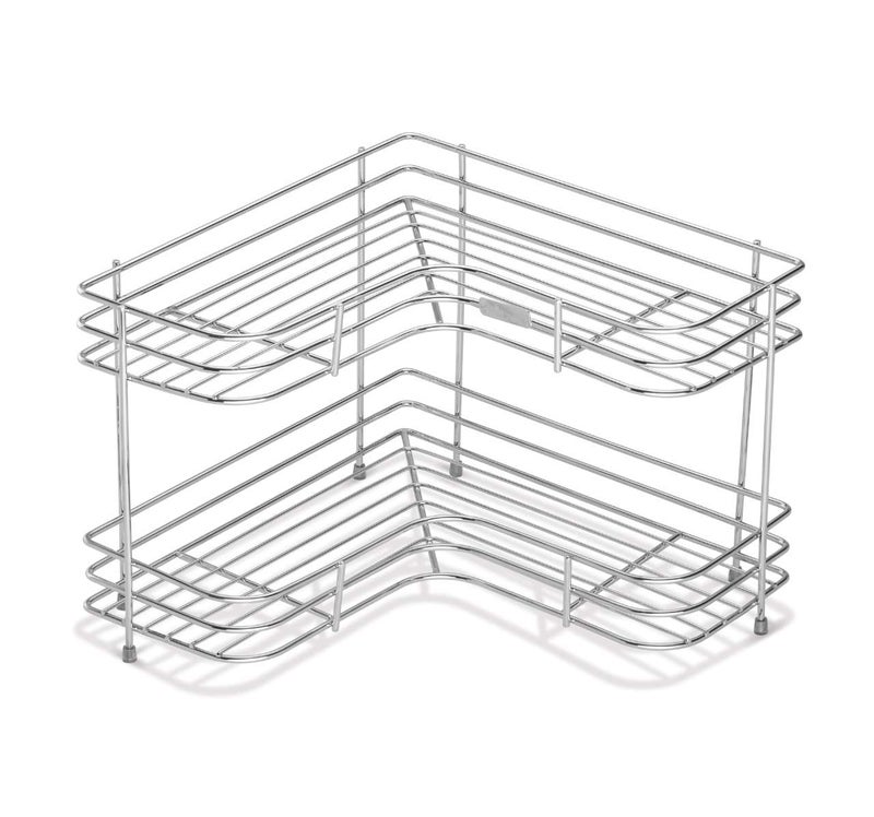 MYPS Stainless Steel 2 Layer LShaped Corner Stand for Kitchen and BathroomMultipurpose Storage RackBathroom Rack - Image 3