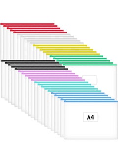 JARLINK 40Pcs Poly Zip Envelopes 8 Colors A4 Letter Size Plastic Files Zipper Folders Reusable Pencil Bags For School Office Travel Storage Supplies  - Image 1