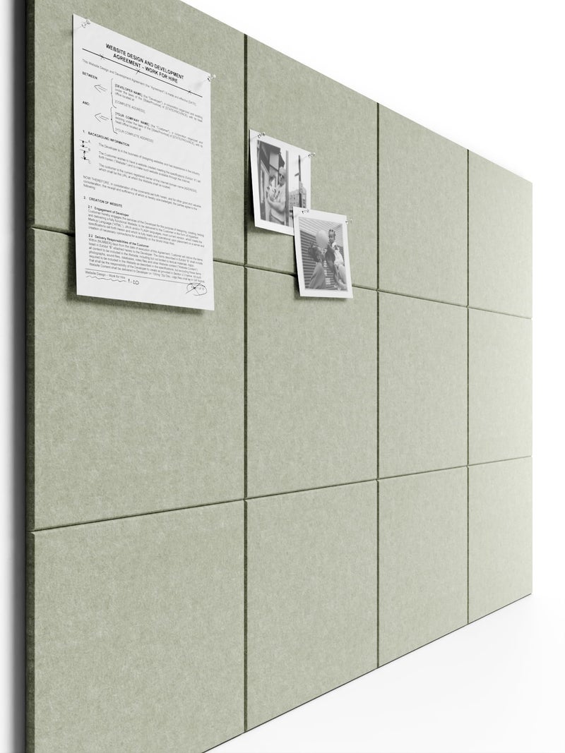 Bumusty Large Felt Notice Board 48" x 36" Cork Board Alternative-12 Pack with 70 Safe Removable Adhesive Tabs, Cork Boards for Walls for Home Office Classroom Pin Board-Sage - Image 1