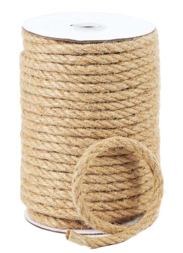 Radix Rope Natural Jute Twine, 8MM x 100FT Jute Rope Roll, Heavy Duty Thick Twine for Cat Scratching Post, Bundling, Gardening and DIY Crafts - Image 1
