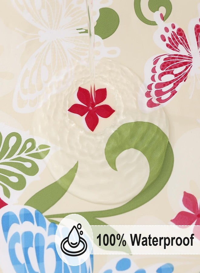 misaya Round Fitted Tablecloth with Elastic Edge, 100% Waterproof Oil Proof Plastic Table Cover, Vinyl Flannel Backed Tablecloth Fits 36"-44" Round Tables for Dinner, Outdoor, Picnic, Butterfly - Image 3