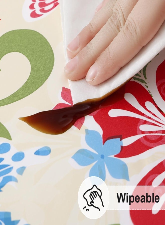 misaya Round Fitted Tablecloth with Elastic Edge, 100% Waterproof Oil Proof Plastic Table Cover, Vinyl Flannel Backed Tablecloth Fits 36"-44" Round Tables for Dinner, Outdoor, Picnic, Butterfly - Image 4