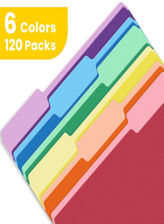 SUNEE File Folders, 120 Pack Manilla Folders 8.5 x 11, Colored File Folders Home Office School Supplies for Documents Files Paper, 6 Assorted Colors - Image 3