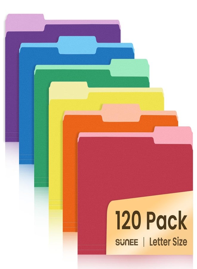 SUNEE File Folders, 120 Pack Manilla Folders 8.5 x 11, Colored File Folders Home Office School Supplies for Documents Files Paper, 6 Assorted Colors - Image 1