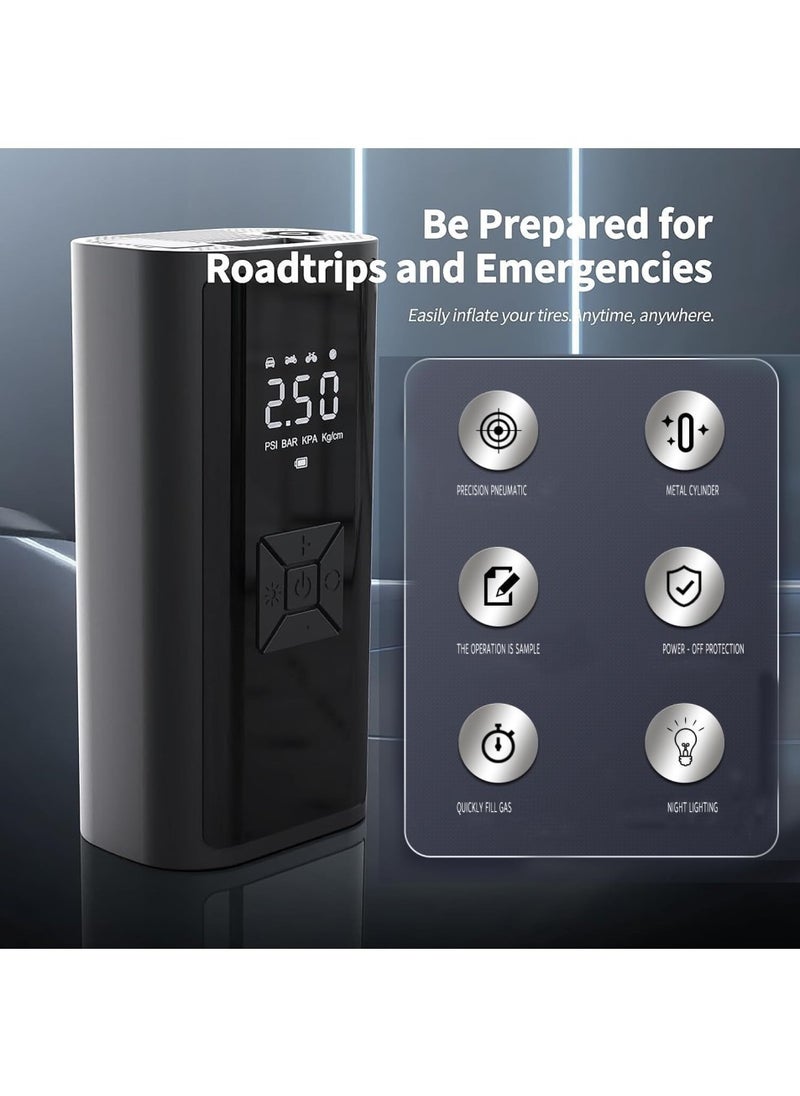 Changli Tire Inflator Portable Air Compressor Cordless Tire Inflator 150PSI Electric Air Pump for Inflatable Digital LCD Display, Auto Shutoff & Emergency Light, Faster Inflation for Car, Bike, Motorcycle  - Image 2