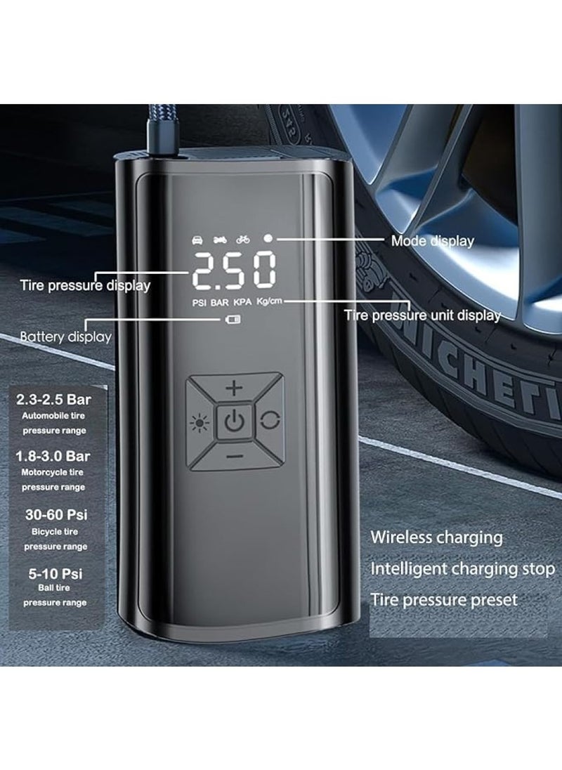 Changli Tire Inflator Portable Air Compressor Cordless Tire Inflator 150PSI Electric Air Pump for Inflatable Digital LCD Display, Auto Shutoff & Emergency Light, Faster Inflation for Car, Bike, Motorcycle  - Image 3