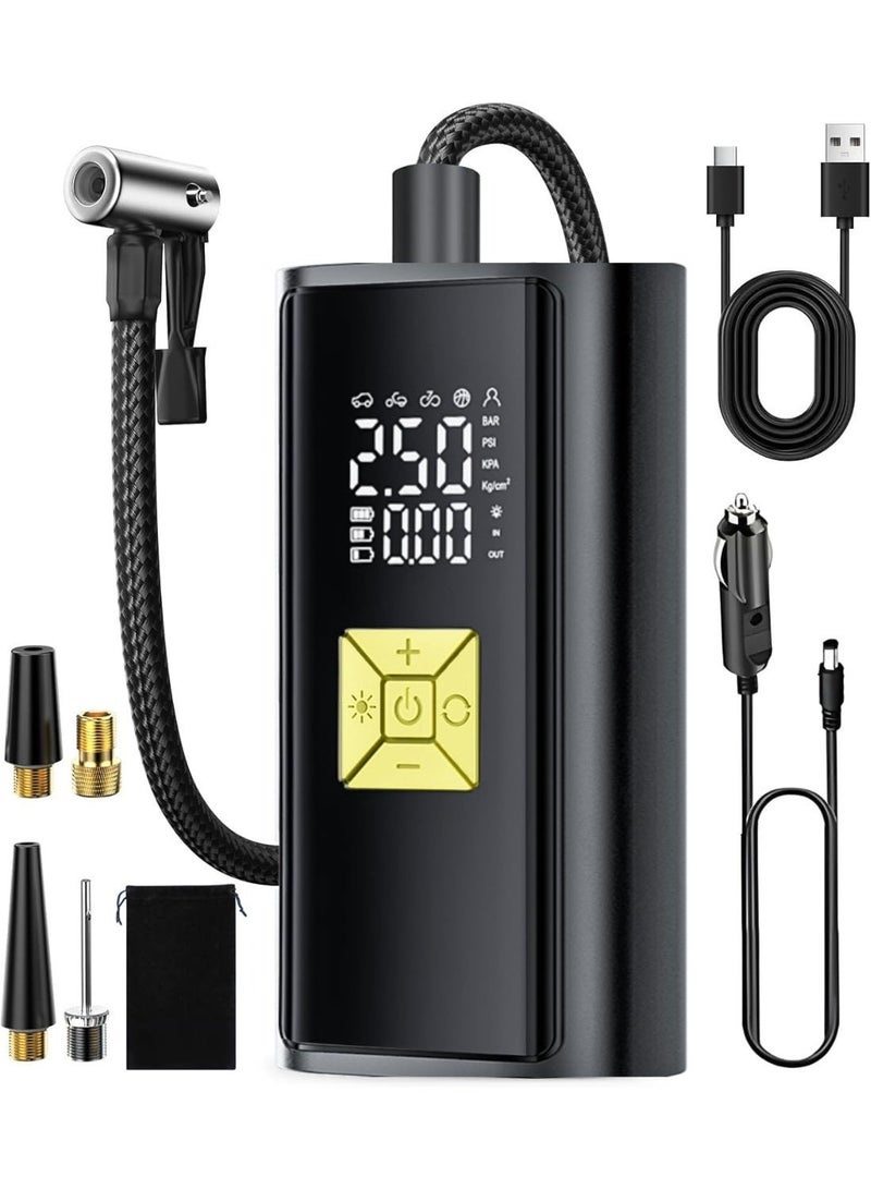تشانجلي ضاغط الهواء المحمول لضاغط الهواء المحمول منفاخ الإطارات اللاسلكي 150PSI مضخة هواء كهربائية لشاشة LCD الرقمية القابلة للنفخ ، الإغلاق التلقائي وضوء الطوارئ ، تضخم أسرع للسيارة والدراجة والدراجات النارية - Image 1