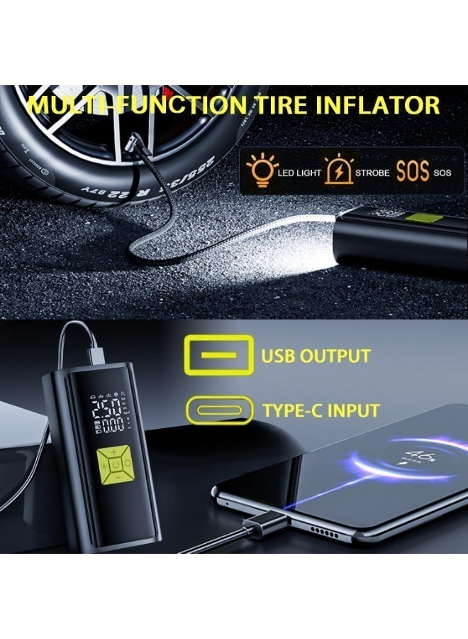 تشانجلي ضاغط الهواء المحمول لضاغط الهواء المحمول منفاخ الإطارات اللاسلكي 150PSI مضخة هواء كهربائية لشاشة LCD الرقمية القابلة للنفخ ، الإغلاق التلقائي وضوء الطوارئ ، تضخم أسرع للسيارة والدراجة والدراجات النارية - Image 3