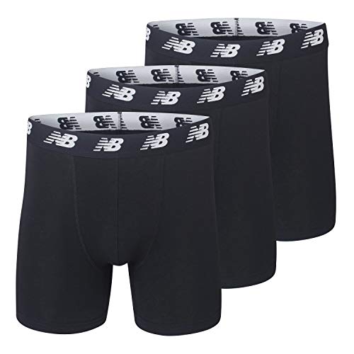 New Balance Men's No-Fly Cotton Performance Boxer Briefs, 5 Inch Inseam (3 Pack), Black/Black/Black, Medium - Image 1