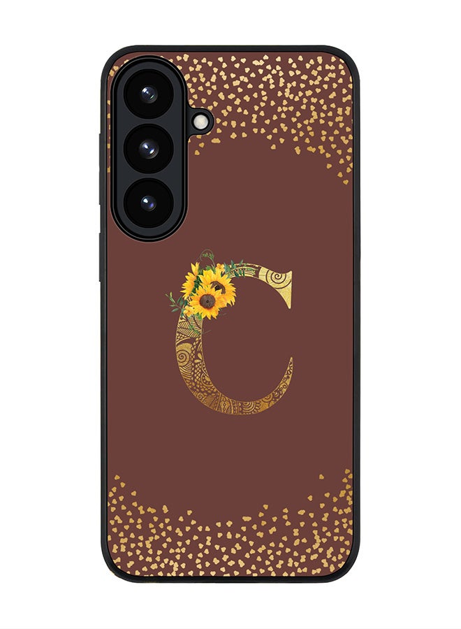 For Samsung Galaxy S26 Plus Case,Slim fit Camera Protection, Shockproof Thin Phone cover  - Custom Floral Monogram - C  (Brown )