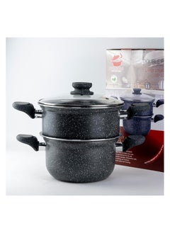 Wilson Wilson 2-Tier Aluminium Nonstick Steamer Pot – Steam Cooker with Glass Lid for Vegetables, Dim Sum, and Food Preparation (20cm & 22cm)  - Image 2