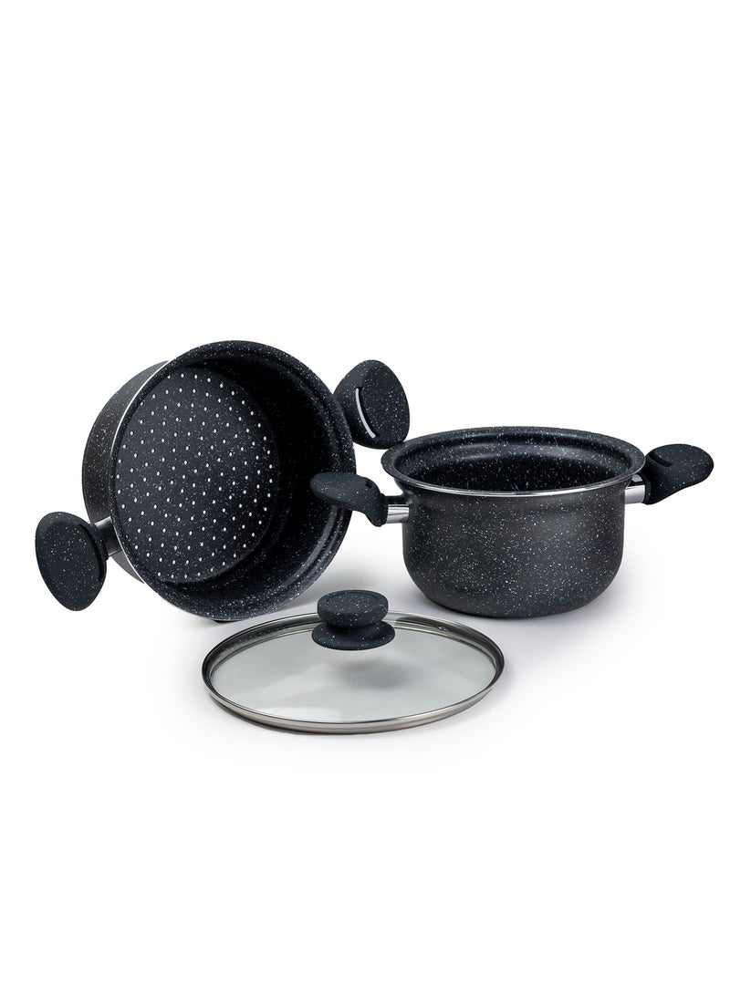 Wilson 2-Tier Aluminium Nonstick Steamer Pot – Steam Cooker with Glass Lid for Vegetables, Dim Sum, and Food Preparation (20cm & 22cm) - Image 5