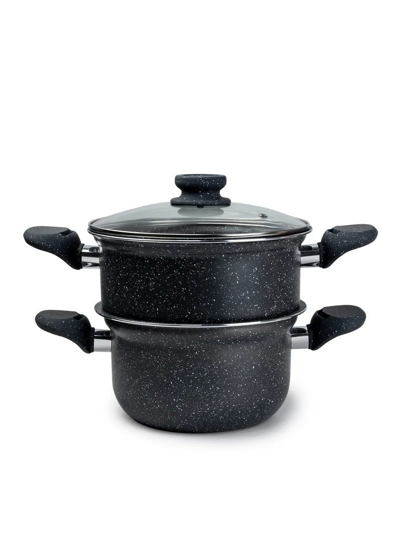 Wilson  Wilson 2-Tier Aluminium Nonstick Steamer Pot – Steam Cooker with Glass Lid for Vegetables, Dim Sum, and Food Preparation (20cm & 22cm)  | Best Price UAE