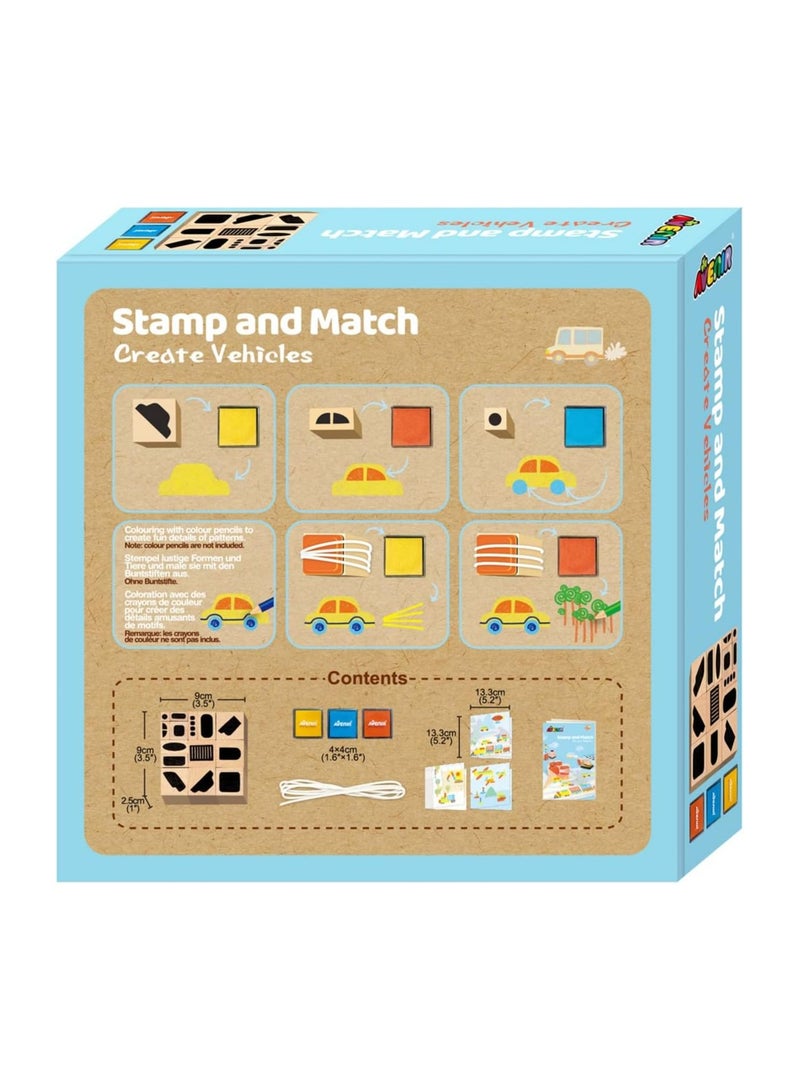 Avenir Stamp and Match Create Vehicles Craft Imaginative Vehicles With 15 Wooden Stamps, Spark Imagination & Cognitive Development Exciting Craft Kit for Kids 3+ - Image 5