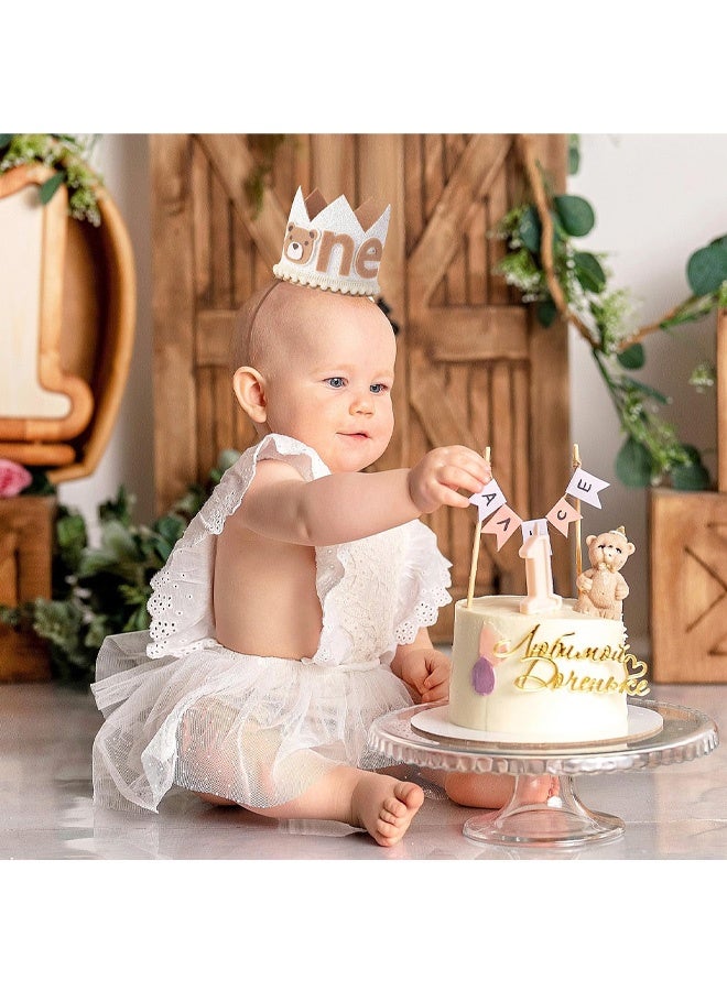 قبعة تاج عيد الميلاد الأول للدب الصغير، حفلة عيد ميلاد الطفل الأول السعيد - Image 5