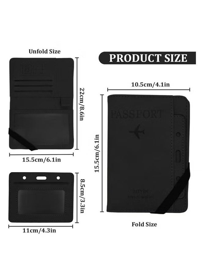 Generic - Travel Wallet PU Leather Passport Holder Card Slots Passport Cover for Men Women - Image 1