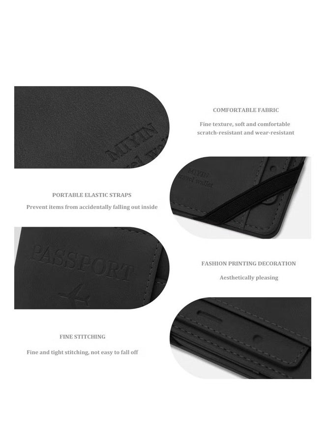 Generic - Travel Wallet PU Leather Passport Holder Card Slots Passport Cover for Men Women - Image 1