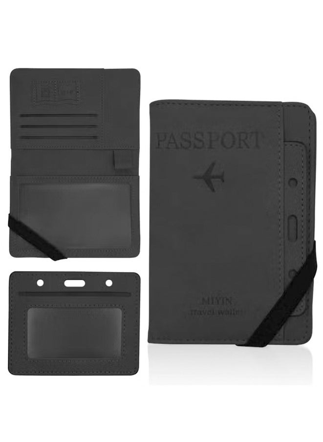 Generic - Travel Wallet PU Leather Passport Holder Card Slots Passport Cover for Men Women - Image 1