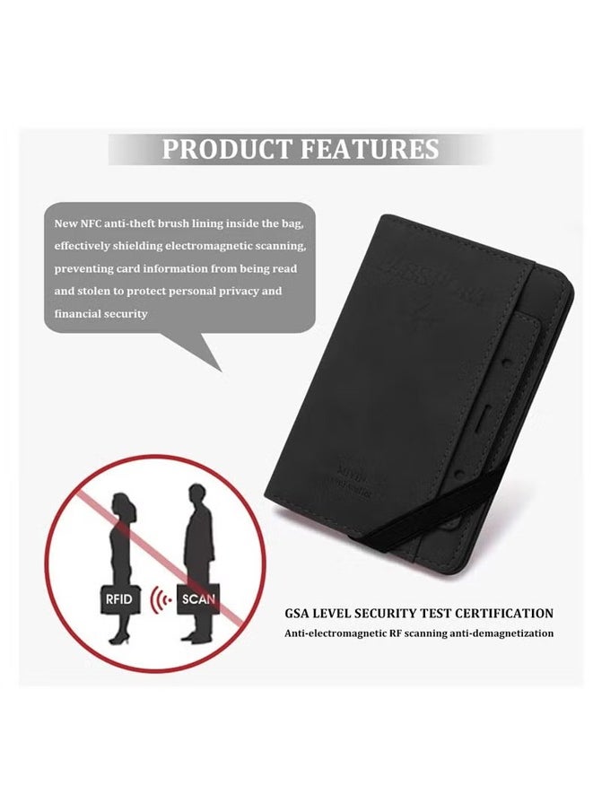 Generic - Travel Wallet PU Leather Passport Holder Card Slots Passport Cover for Men Women - Image 1