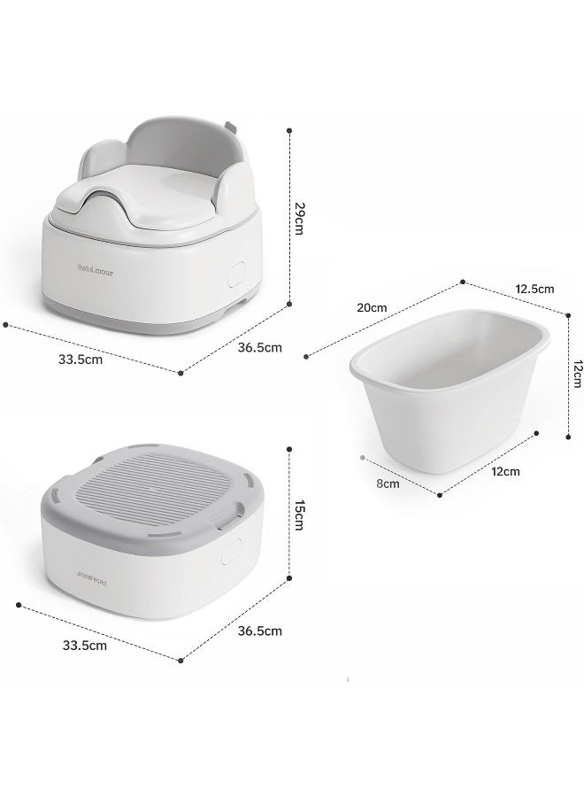 Bebamour 3-in-1 Multi-Functional Potty Seat & Step Stool, Grey - Image 5
