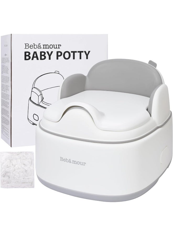 Bebamour 3-in-1 Multi-Functional Potty Seat & Step Stool, Grey - Image 1