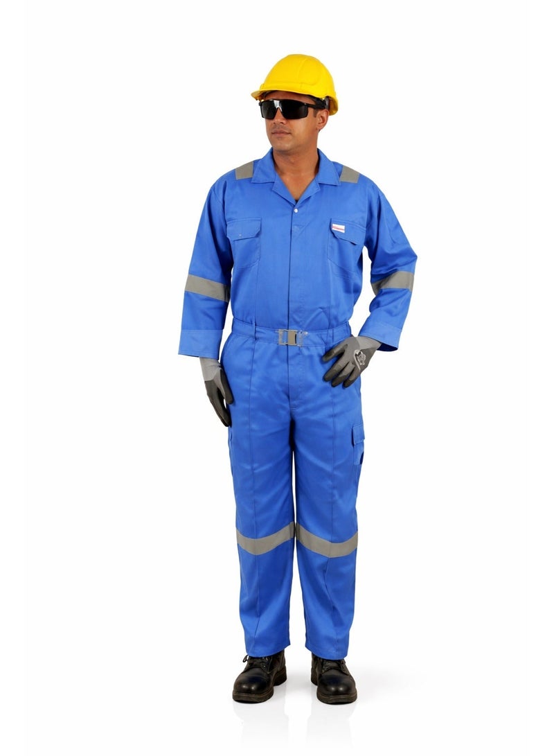 Vaultex, 100% Cotton Coverall with Reflective, Royal Blue Color - Image 2
