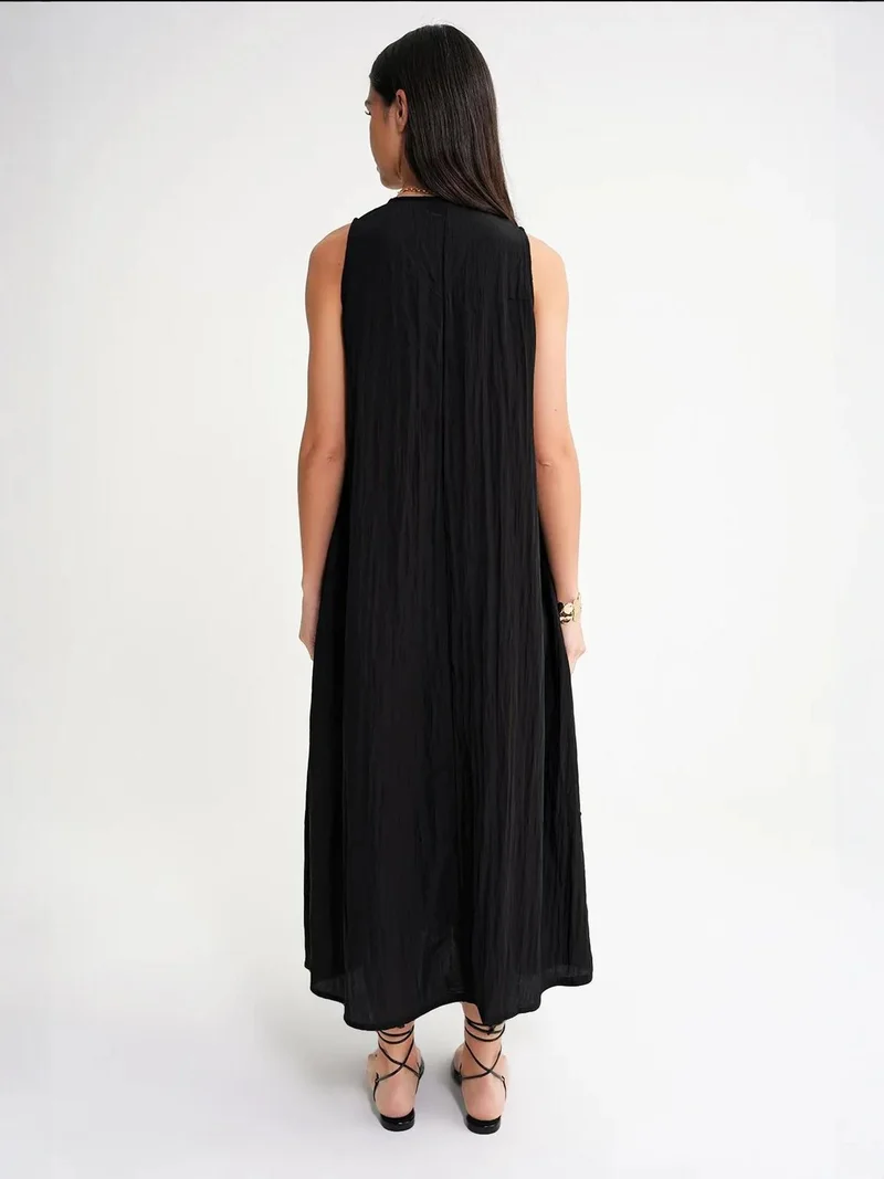 MixRay Black Mixray V-Neck Maxi Dress for Women | Best Price UAE