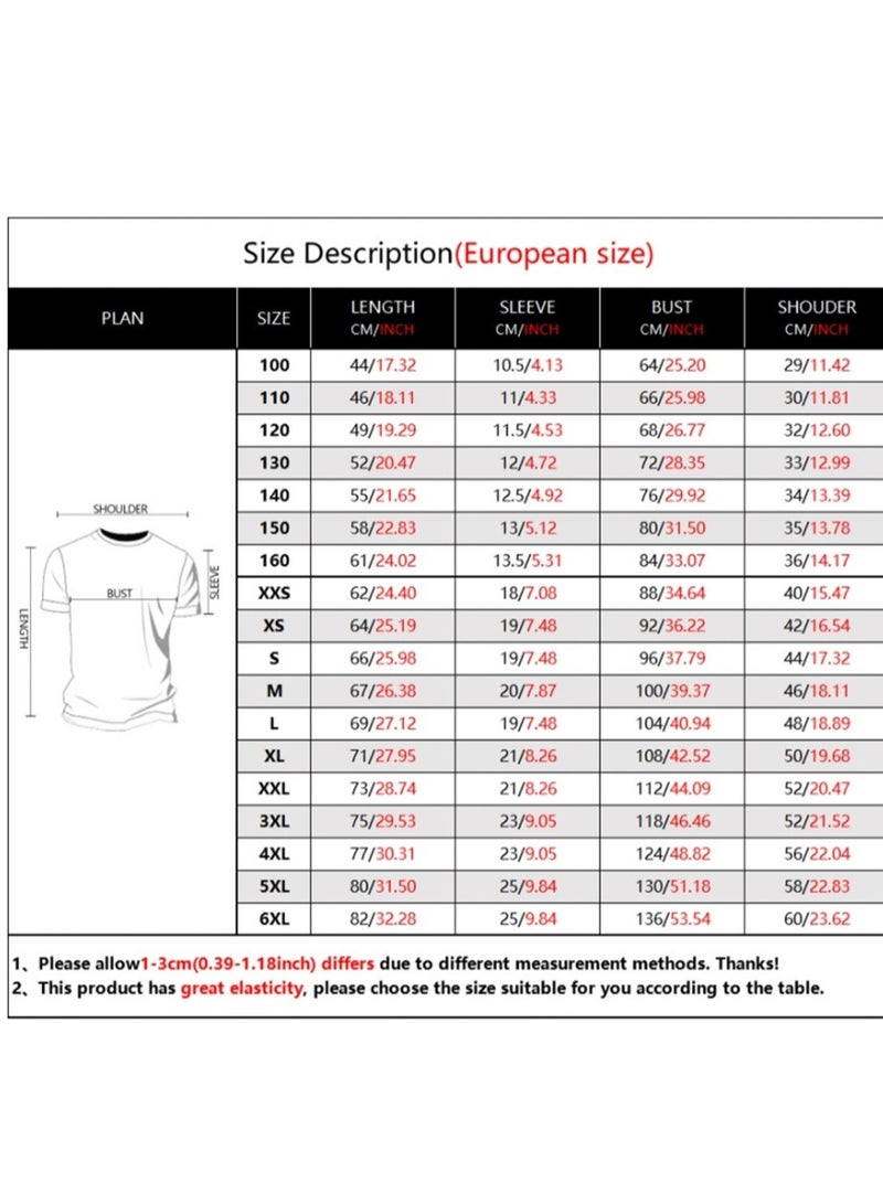 Creative cartoon number blocks for adults and children 3D digital printing personalized breathable children's T-shirt - Image 2