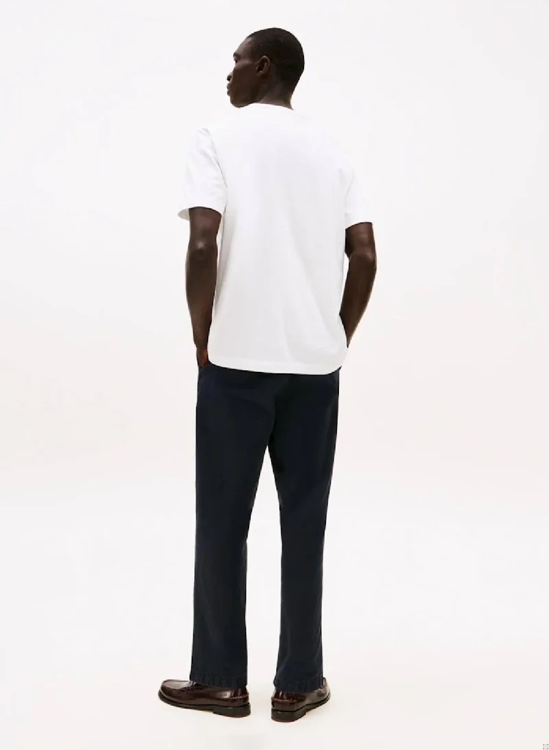 Tommy Hilfiger White Flag Embroidery V-Neck T-Shirt for Men | Best Price UAE