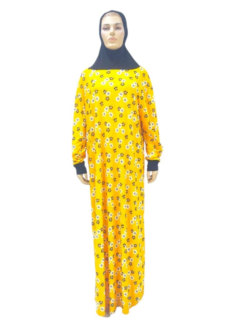 Dee's Fashion Women's printed Prayer Gown, Full Length Modest Islamic Robe, Long Sleeves, Comfortable and Elegant  - Image 2