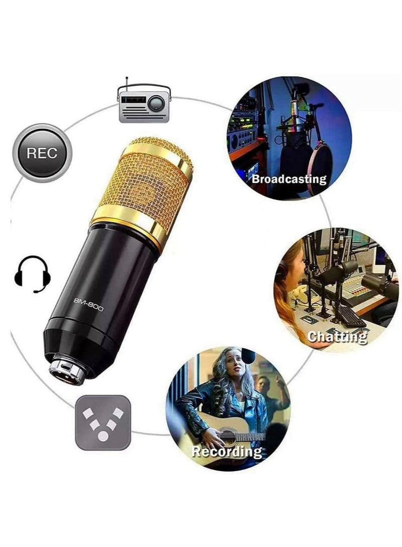 Gravity Blueland Microphone,Live Sound Card & BM800 Suspension Microphone Kit Broadcasting Recording Condenser Microphone Set Intelligent Volume Audio Mixer Sound Card for Computer PC Live Sound - Image 4
