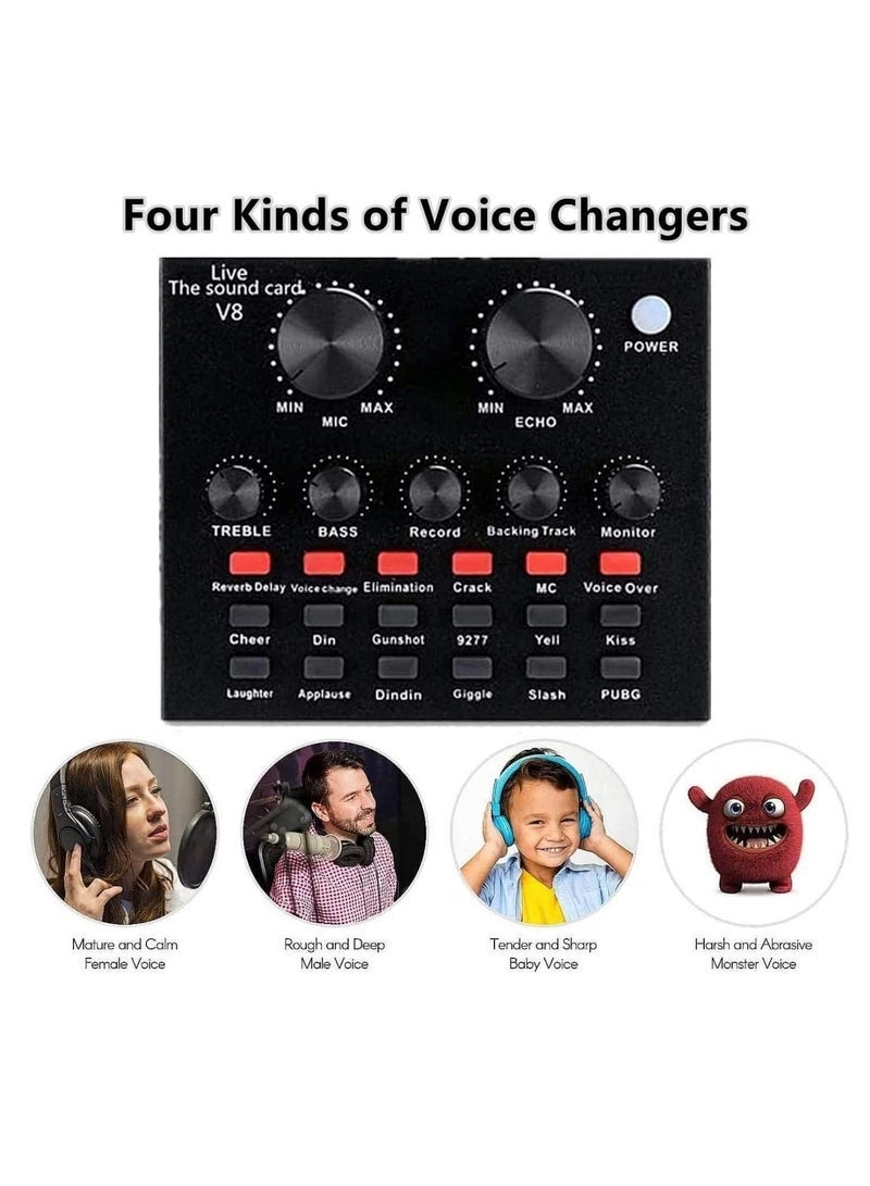 Gravity Blueland Microphone,Live Sound Card & BM800 Suspension Microphone Kit Broadcasting Recording Condenser Microphone Set Intelligent Volume Audio Mixer Sound Card for Computer PC Live Sound - Image 3