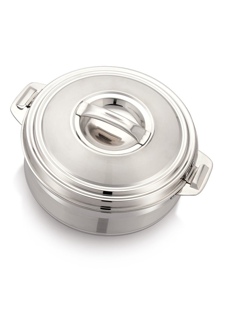 Stride 3500ml Stainless Steel Silver Touch Casserole Hotpot Set for Elegant Dining, Thermal Insulated Food Warmer Serving Dish with Lid and Sturdy Handles for Home Kitchen Catering - Image 2