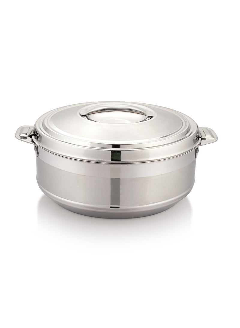 Stride 3500ml Stainless Steel Silver Touch Casserole Hotpot Set for Elegant Dining, Thermal Insulated Food Warmer Serving Dish with Lid and Sturdy Handles for Home Kitchen Catering - Image 1