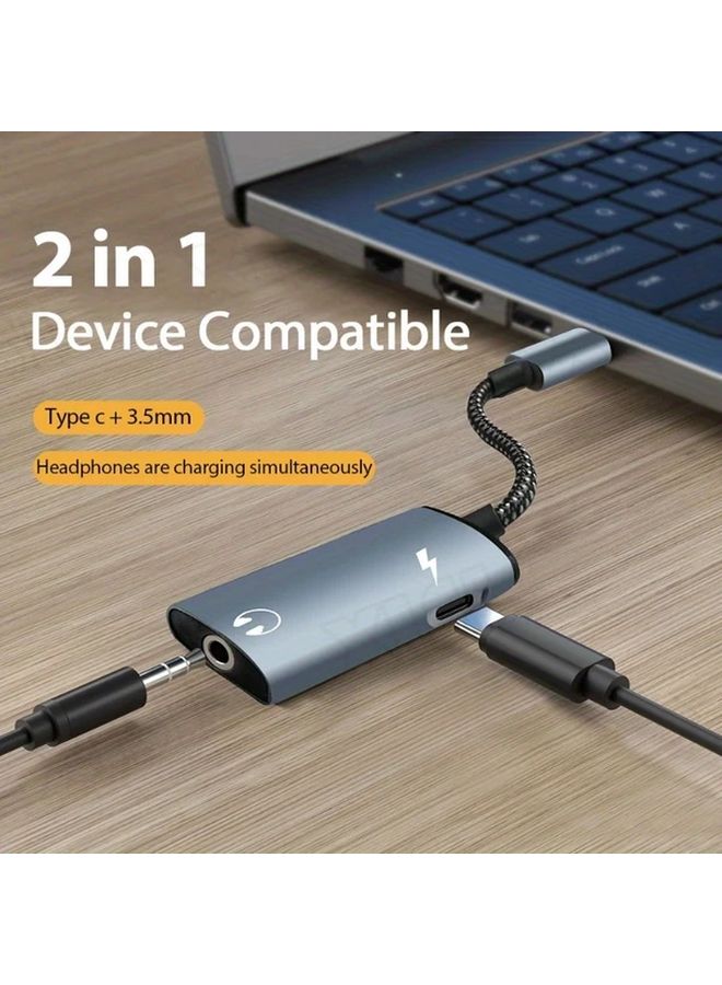 Red OTG USB C Splitter 2 in 1 Type C to 3 5mm Headphone Audio Adapter Fast Charge for Galaxy iPhone - Image 3