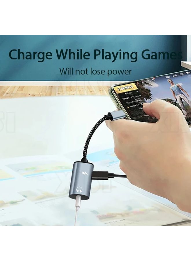 Red OTG USB C Splitter 2 in 1 Type C to 3 5mm Headphone Audio Adapter Fast Charge for Galaxy iPhone - Image 5