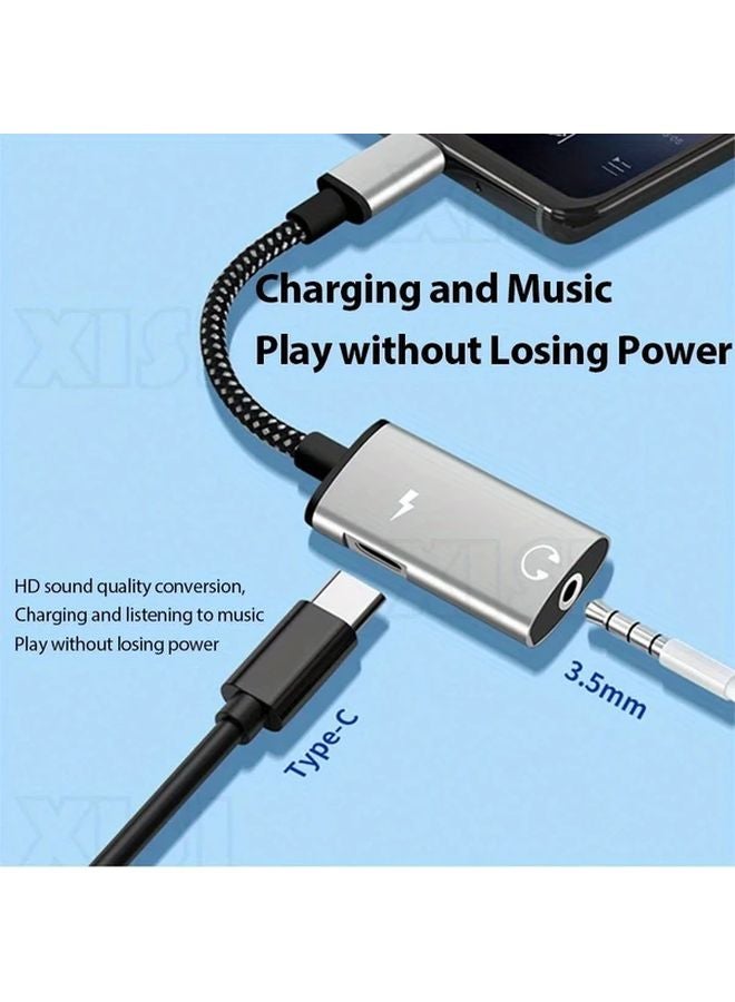 Red OTG USB C Splitter 2 in 1 Type C to 3 5mm Headphone Audio Adapter Fast Charge for Galaxy iPhone - Image 4