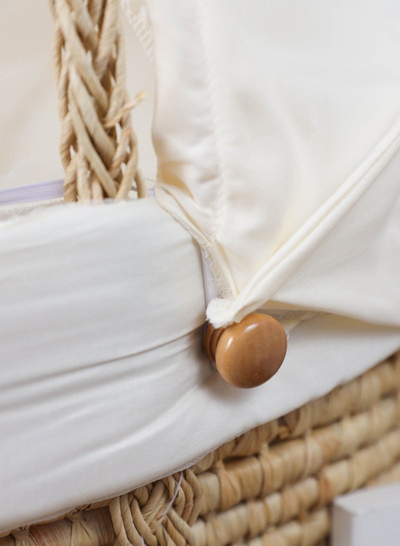 FUN MOMENT Baby cradle Moses basket for children with mosquito net with white holder with wheels - Image 3